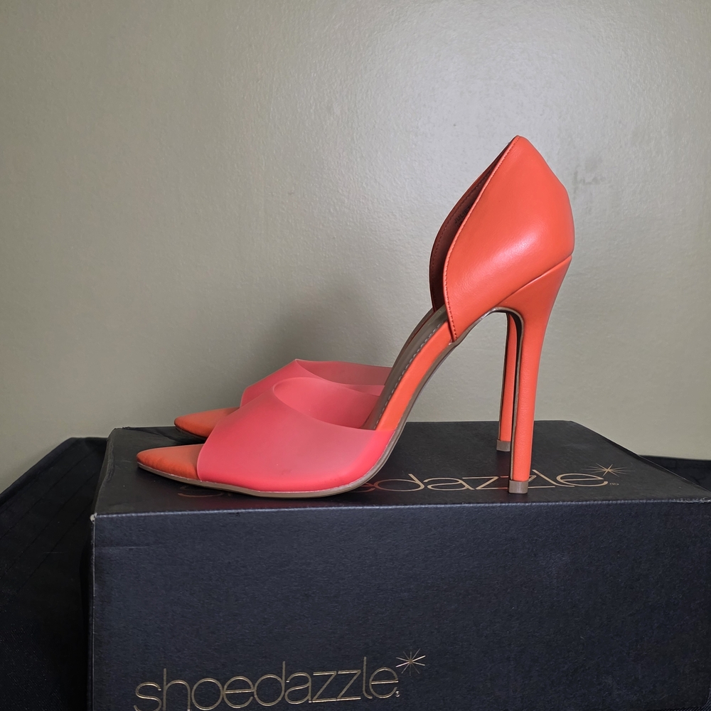 Shoe Dazzle Coral Pink Pointed-Toe Stiletto Heels
